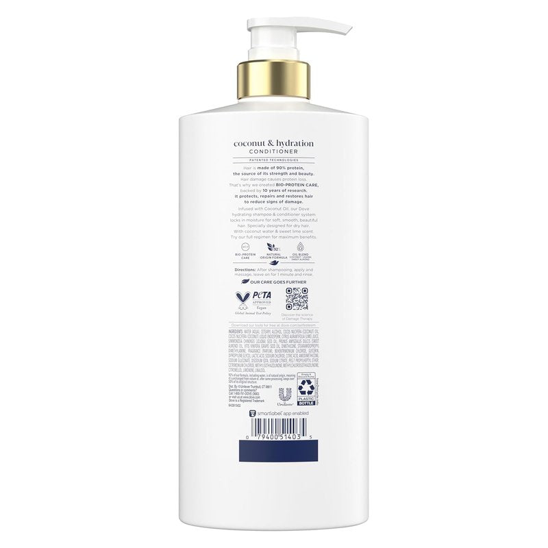 Dove Conditioner - Coconut Hydration for Dry Hair | Bio-Protein Care, 28 Fl Oz