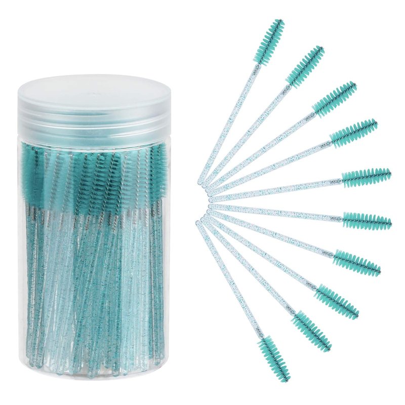 **Disposable Eyelash Brushes - 100PCS Mascara Wands Applicators Kit with Container | Blue**