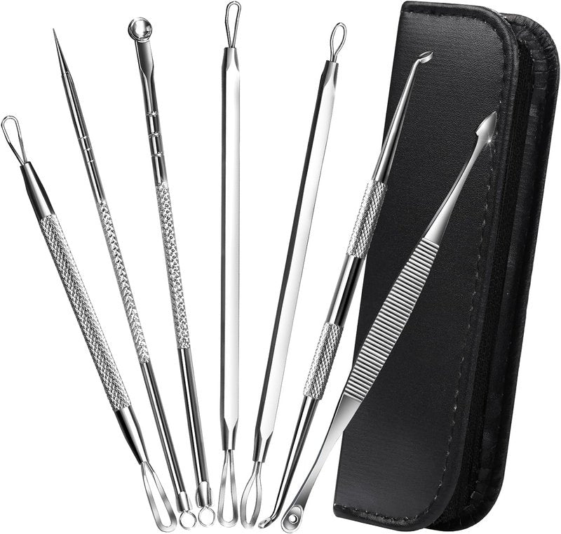 Pimple Popper Tool Kit - 7 in 1 Blackhead Remover & Extractor | Facial Acne Treatment