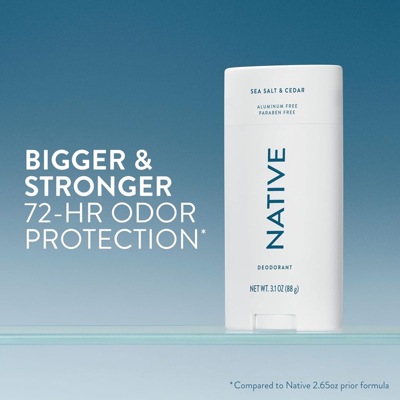 Native Aluminum-Free Deodorant - Sea Salt & Cedar | 72-Hour Odor Control, 3.1 oz Stick for Men & Women