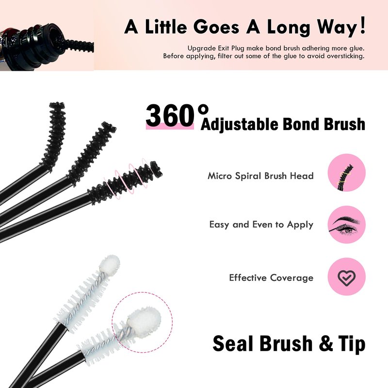Lash Bond and Seal Waterproof, Cluster Lash Glue Bond and Seal Lash Glue, Strong Hold 72h for Eyelash Clusters, Latex Free Sensitive Eyes Available 10ML (Pack of 2)