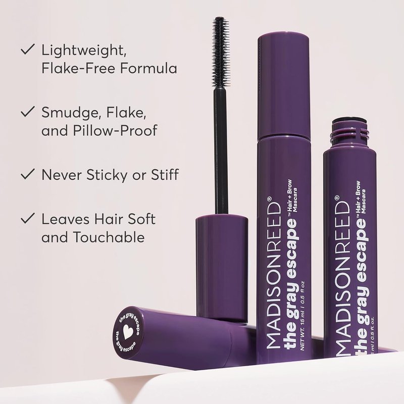 Madison Reed Gray Escape Hair & Brow Mascara - Quick-Dry, All-Day Coverage | Medium Brown - 15mL