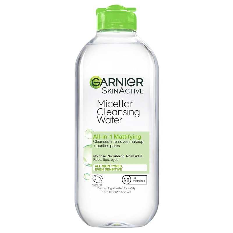 Garnier Micellar Water - Oily Skin Facial Cleanser & Makeup Remover | Mattifying, Vegan, 13.5 Fl Oz