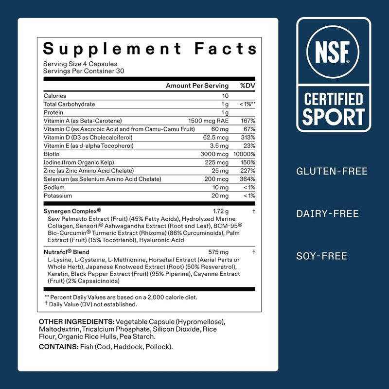 Nutrafol Men's Hair Growth Supplements - Clinically Tested for Thicker Hair & Scalp Coverage | 1 Month Supply