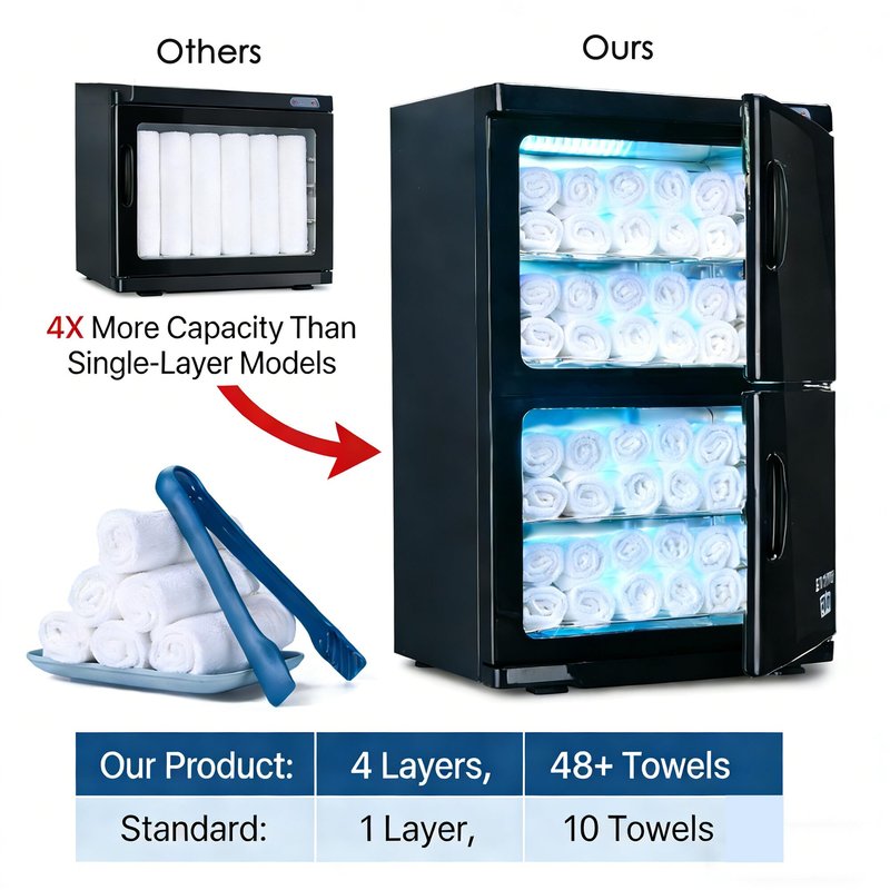 AW BYOOTIQUE Spa Towel Warmer Cabinet for Facial, 46L Extra Large Capacity, 2in1 Professional Black Double Hot Towel Cabinet Heater Machine for Beauty Salon,Barber,Massage,Hair Salon,Estheticians