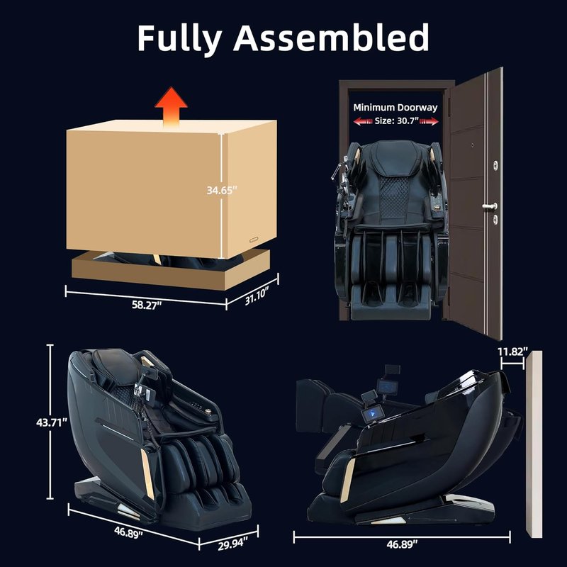 4D Massage Chair - Full Body Shiatsu Recliner with Heat & AI Voice Control | Zero Gravity Design, Foot Roller, 3-Zone Heating
