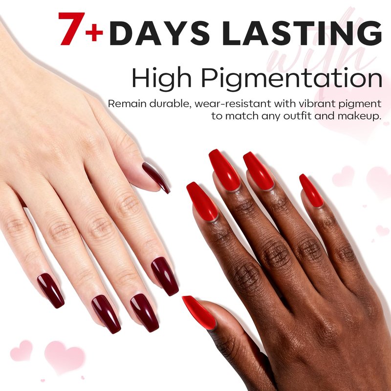 Red Nail Polish Set - 6 Colors Cat Eye Glitter Mini Quick Dry Lacquer Kit | Magnetic Sparkle DIY Nail Art Gift for Women & Girls