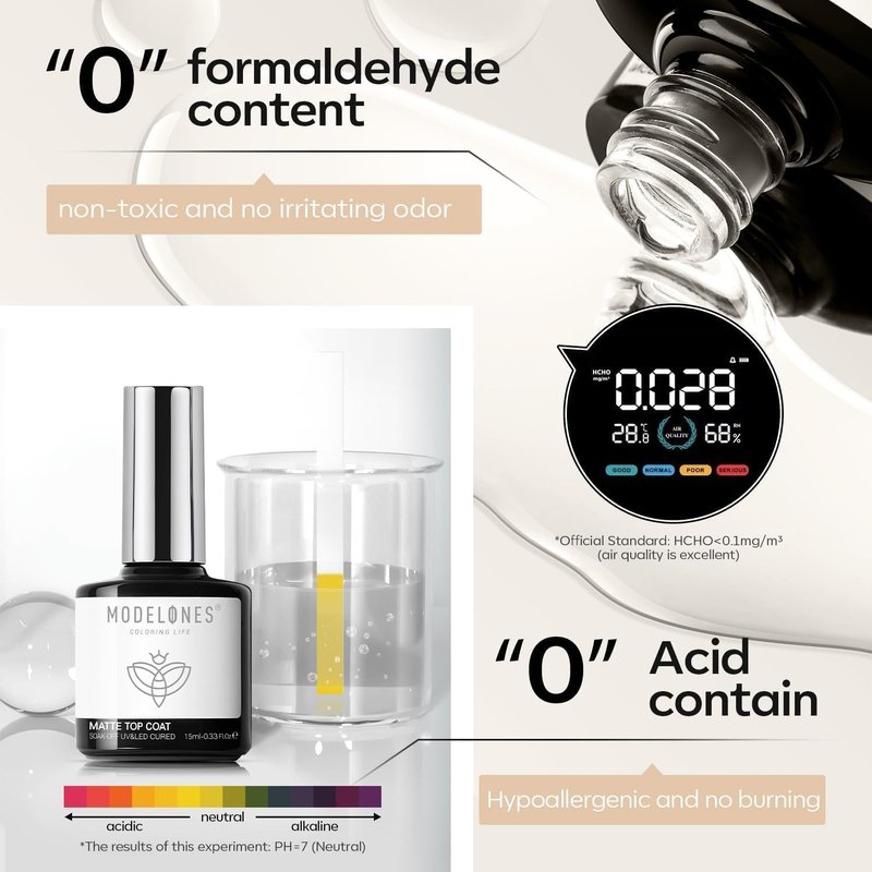 Modelones Matte Gel Top Coat - Chrome Proof, No Wipe Finish | 15ML Velvet Nail Polish for Long-Lasting Manicure