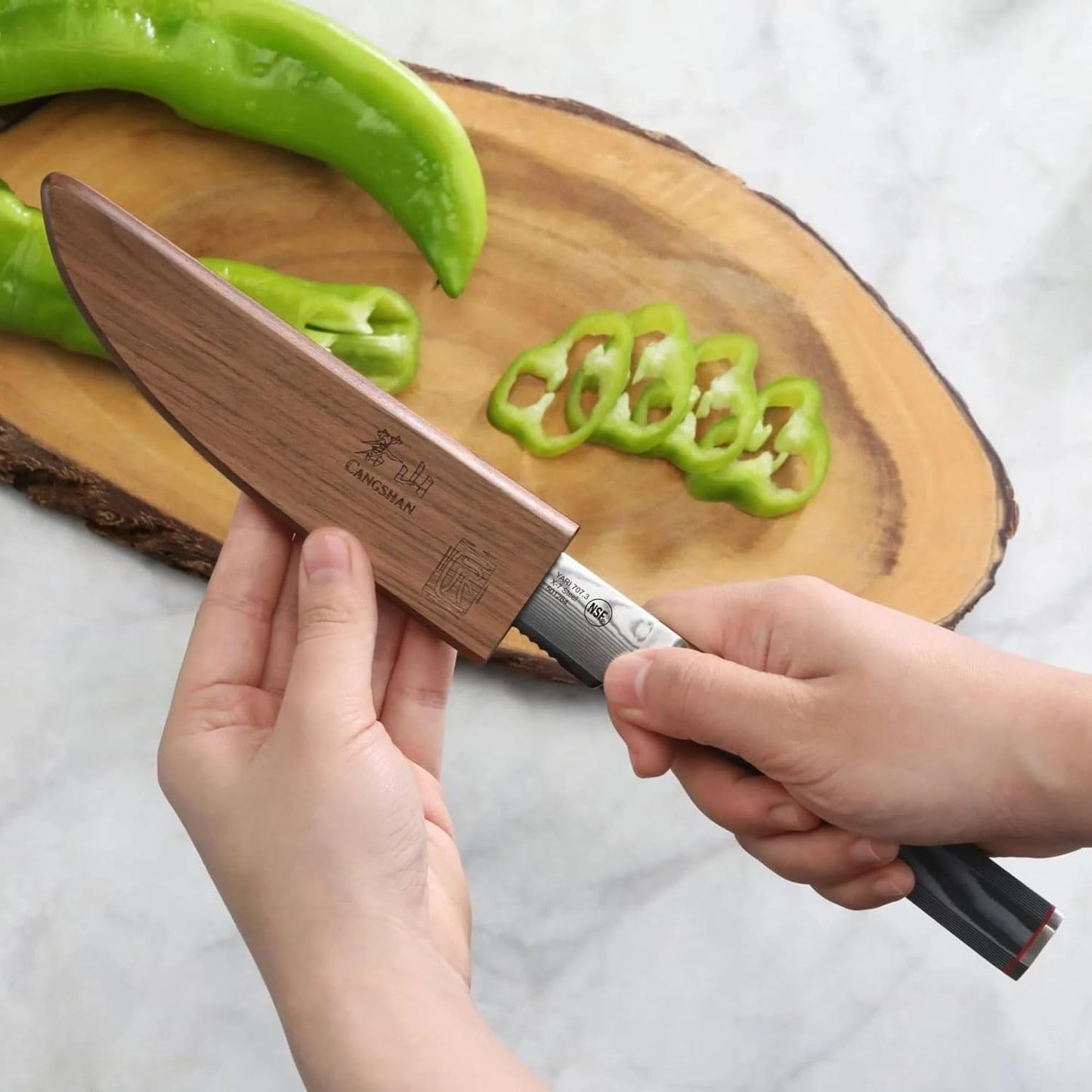 Walnut Magnetic Knife Sheaths - Saya Style Blade Protection for 5-Inch Knives