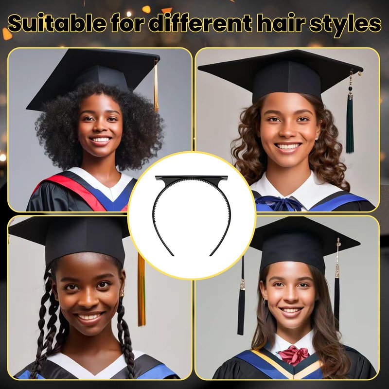 Nomanak Graduation Cap Headband - Secures Your Graduation Cap, Don't Change Your Hair, Unisex Headband for Graduation Cap, 4 Pack