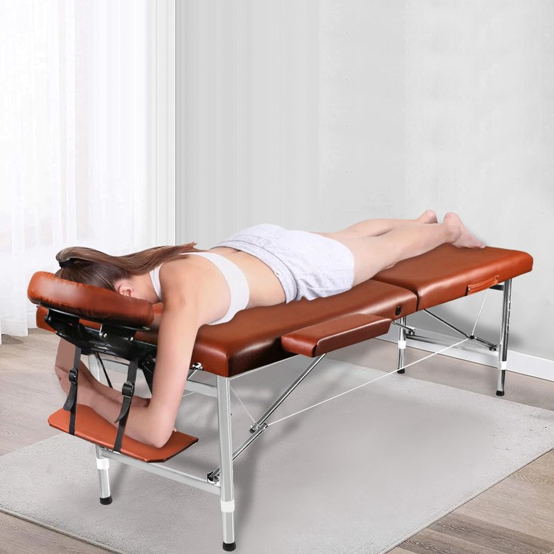 cozypony Massage Table Portable Height Adjustable Massage Bed Lightweight Foldable Spa Lash Tattoo Esthetician Bed 24" Wide Aluminum 2 Fold with Carrying Case (Pink)