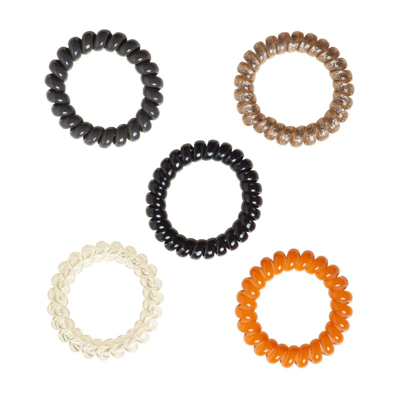Goody Dentless Spiral Hair Ties, Hair Coils - 5 Ct, Neutral Tones, Phone Cord Hair Ties, Secure Hold Jelly Bands for All Occasions, Hair Accessories for Women & Men, For Medium-Thick Hair
