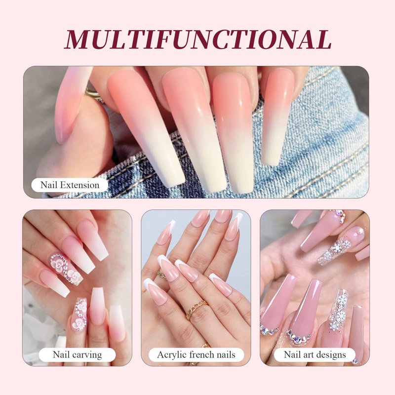 SAVILAND Acrylic Nail Kit for Beginners: White Pink Clear Acrylic Powder and Liquid Set with Nail Brush Forms Manicure Tools Kit with Everything for Beginners Home DIY Nail Art Salon
