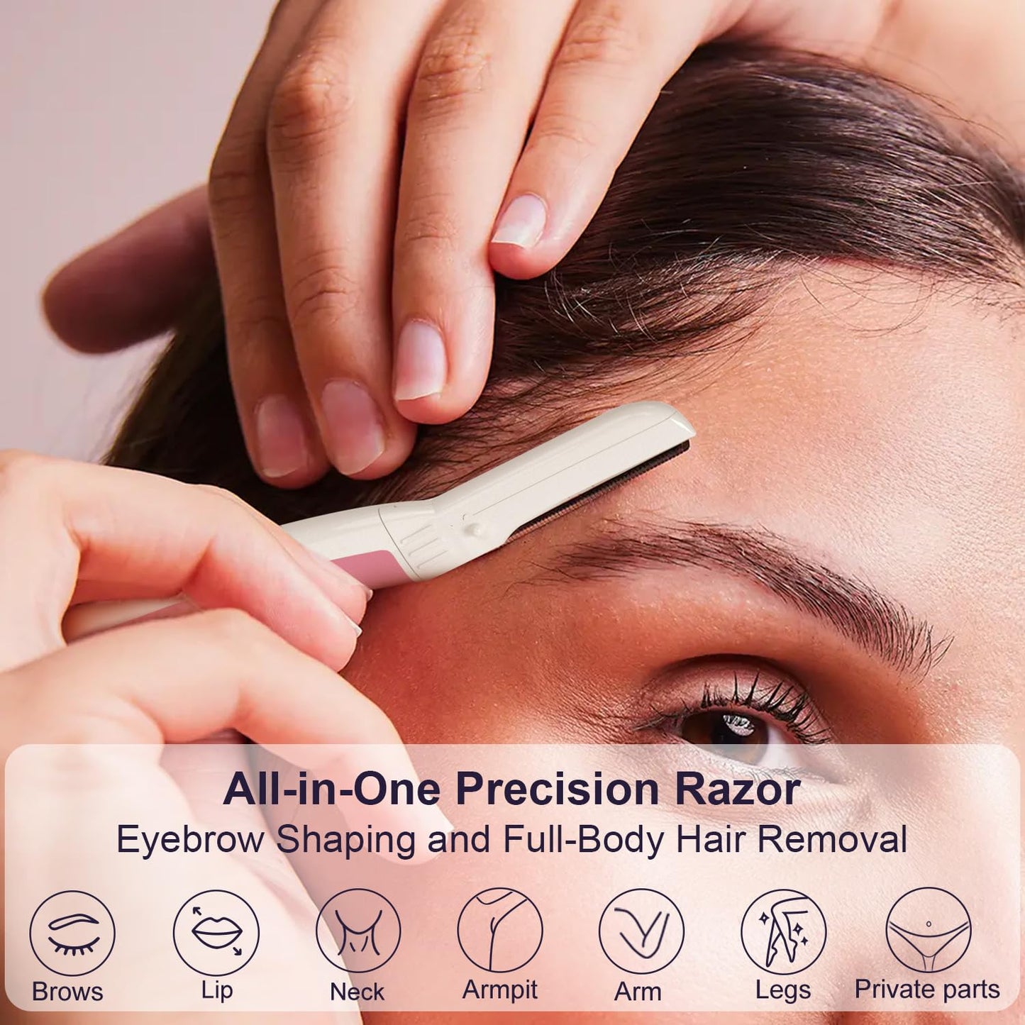 THURLADY Dermaplane Razor for Women Face, Eyebrow Razor, Face Razors for Women, Dermaplaning Tool, Travel Essentials, (9 pcs, Pearl Blush)