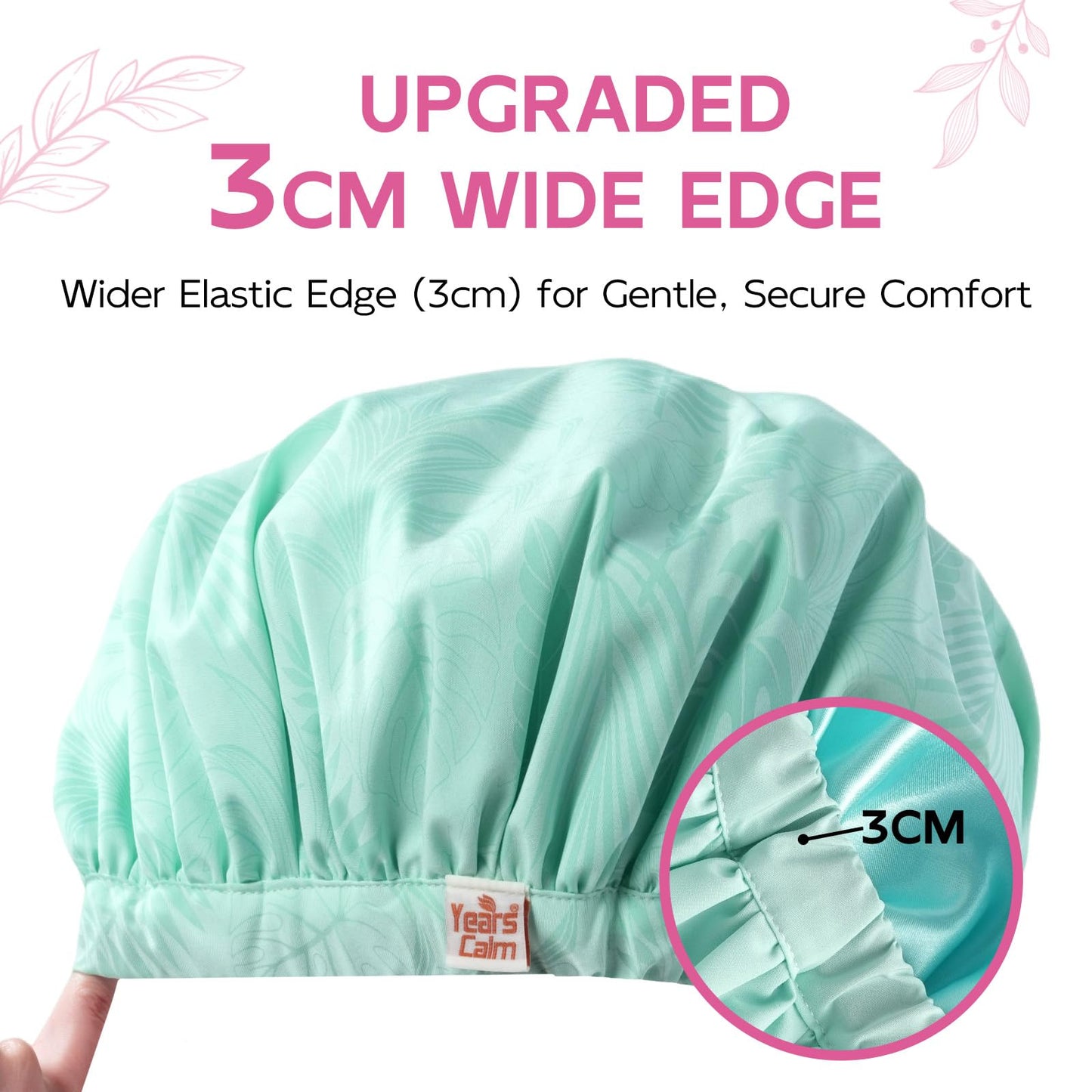 Years Calm Luxury Shower Cap for Women, Color Changing Shower Cap Reusable Waterproof, Flexi Satin Lined, Stylish Hair Cap for Shower, Washable Elastic Band Bath Cap for Long Hair, Braids (Aqua)