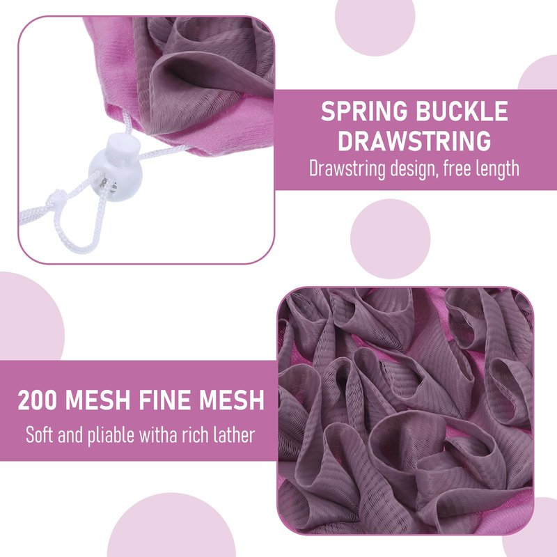 ElevateTech Soap Bar Loofah, 2 Pcs 2 in 1 Loofah Washcloth Combo Exfoliating Bath Sponges with Drawstring Bar Soap Saver Pouch Body Scrubber Mesh Shower Ball for Bathing Smoothing Skin (Purple, Brown)