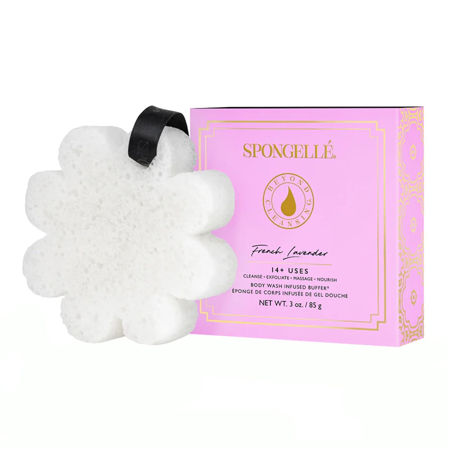 Spongellé French Lavender Wild Flower Bath Sponge with Box for Mothers Day Gift | Built-in Body Wash & Body Scrubber, Shower Loofah Sponge for Women | 14+ uses
