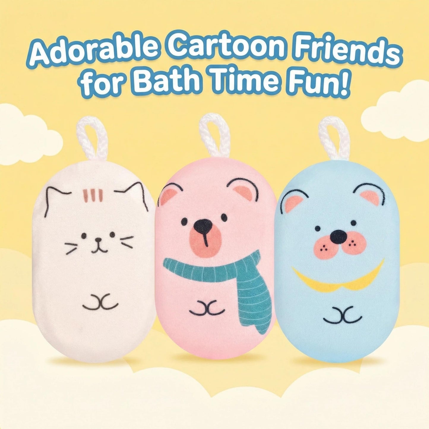 Baby Bath Sponge Natural Soft for Infant Bath Time Loofah Set Cute Shapes in Toddler Shower & Kids Bath Care