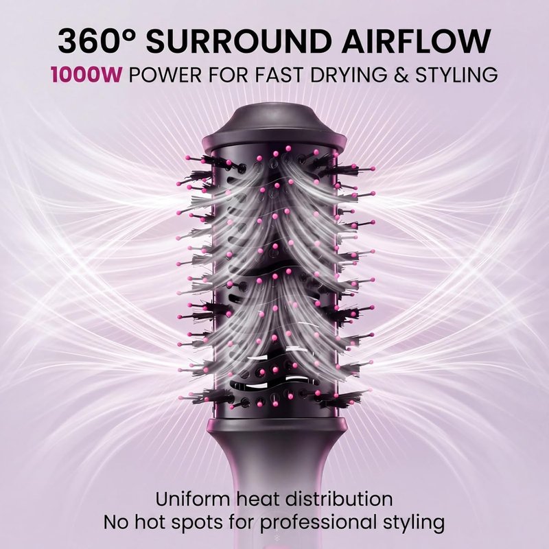 Hair Dryer Brush - 4-in-1 Hot Air Styler & Volumizer | Ionic Oval Barrel for Medium & Long Hair