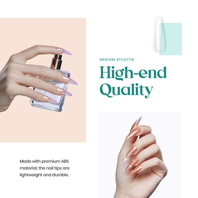 Beetles Gel Nail Kit Easy Nail Extension Set 5 In 1 Nail Glue Gel Base Coat with Pre shaped Medium Stiletto Gel Nail Tips Led Nail UV Lamp Acrylic Nail Clipper for Nail Art Diy