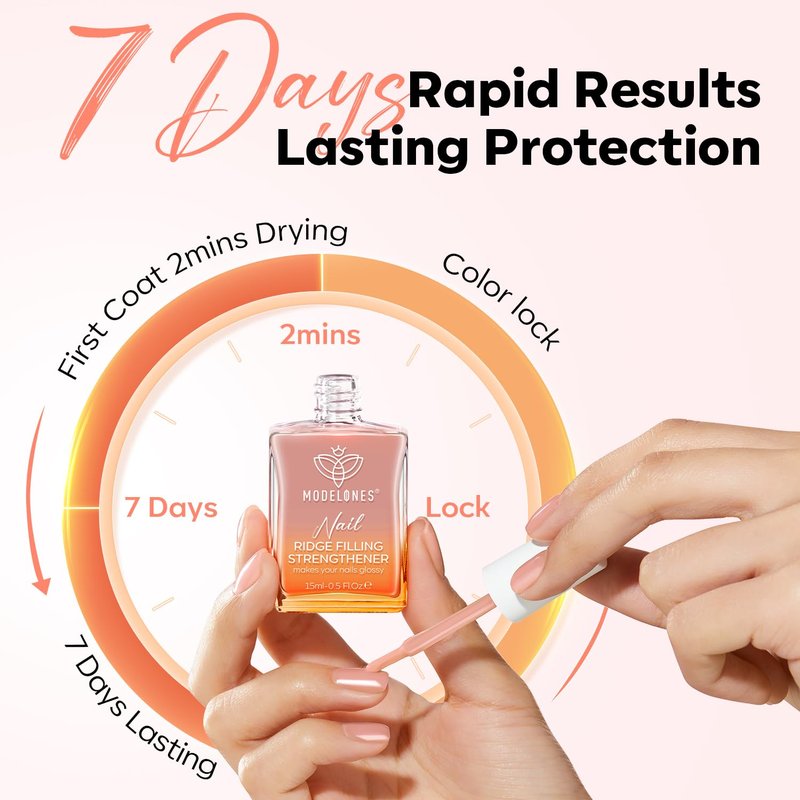 Nail Strengthener & Growth Hardener | Extra Strong Nude Polish for Damaged Nails - 15ml