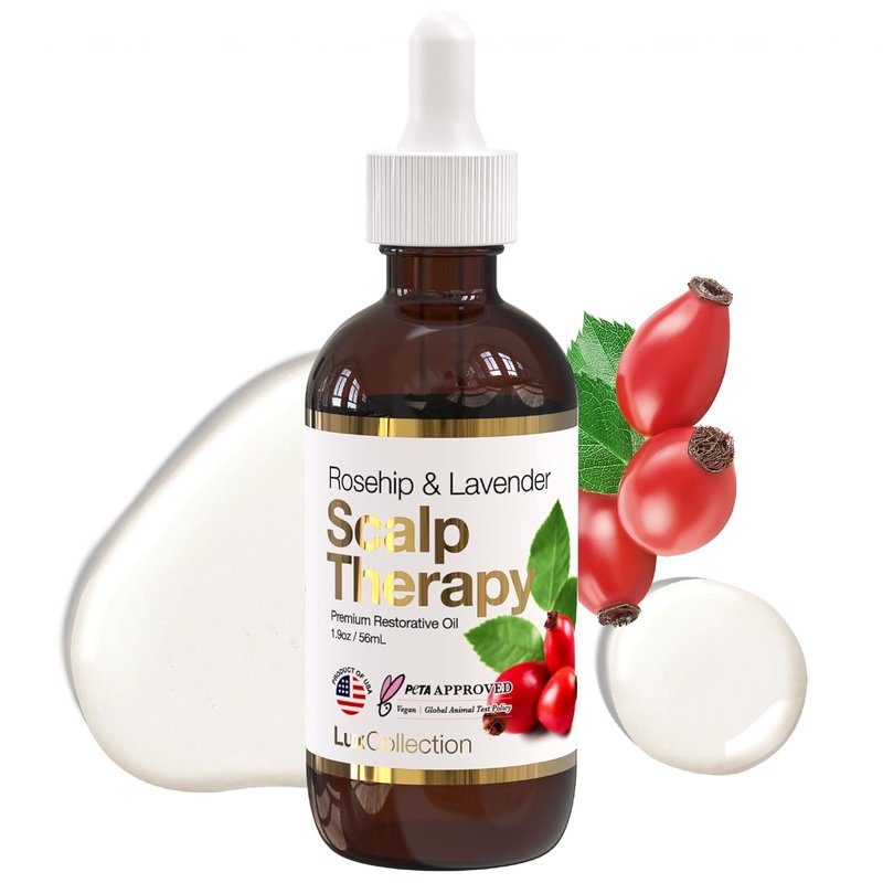 Scalp Therapy Hair Oil Blend - Intensive Moisturizing Treatment for Dry Scalp & Split Ends | 1.9oz Rosehip & Lavender