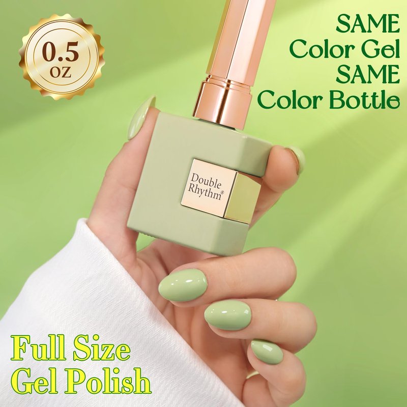 Double Rhythm 15ML Gel Nail Polish Pure Sheer Same Color Same Bottle Soak Off Gel Polish Art Manicure Salon DIY at Home for Women (Stone Green-A1787)