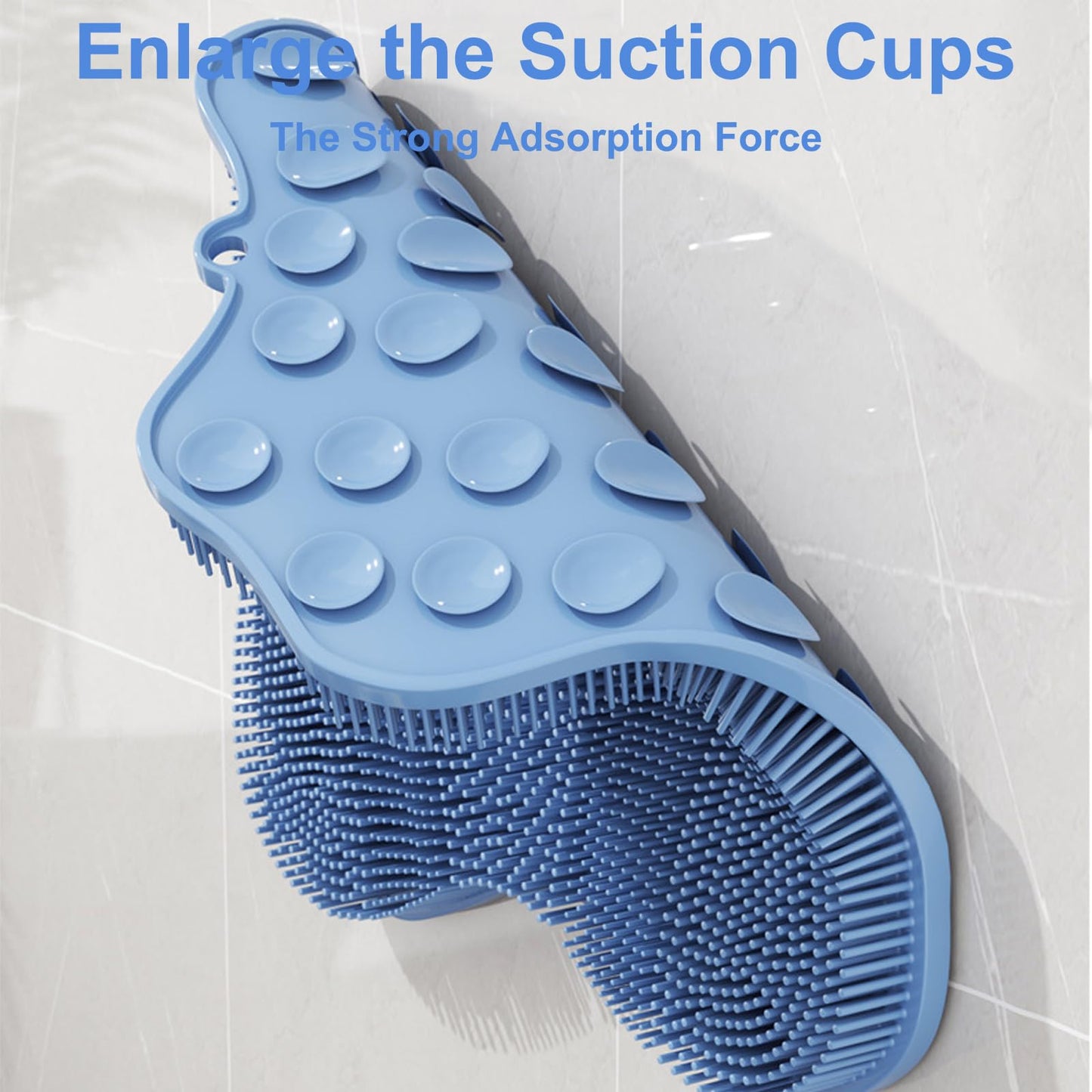 Easkite Shower Foot Scrubber, Shower Foot and Back Scrubber with Suction Cups, Shower Silicone Foot Washer for Exfoliating Massage（Blue）
