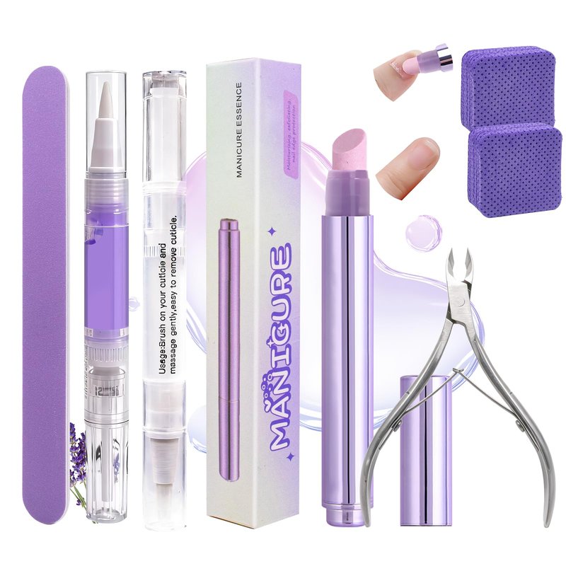 Ceramic Cuticle Oil Pusher Pen: 3-in-1 Nail Cuticle Remover Oil Pen With Nail Softener - Nail Care Oil Cuticle Pusher with Ceramic Tip - Cuticle Remover Kit for Hangnails & Dry & Damaged Nail