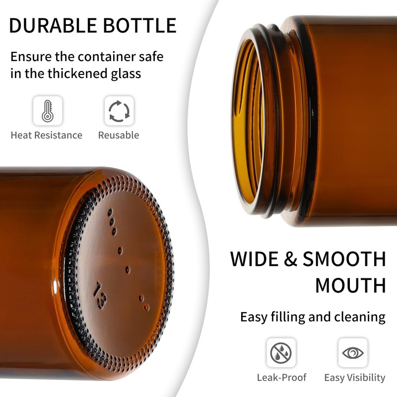 KEYWING 2 oz Amber Glass Jars with Black Lids, 24 Pack Small Cosmetic Jars, Round Empty Sample Container with Inner Liners for Lotions, Cream, Powders and Ointments