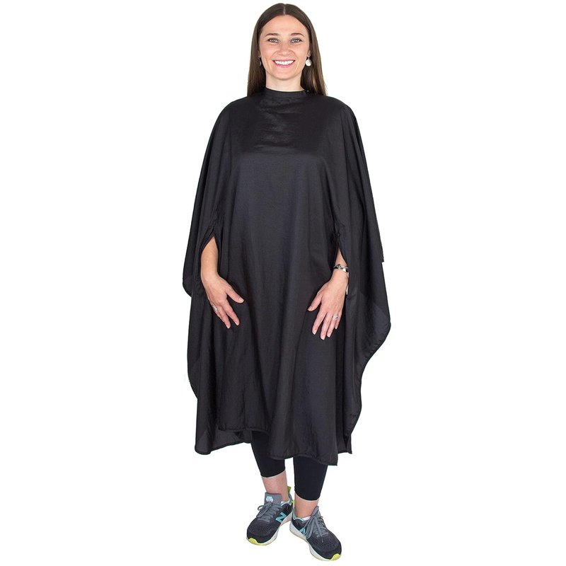 Regine Switzerland Hair Cutting Cape - Lightweight, Water-Resistant Black Salon Smock with Armholes for Professional Use