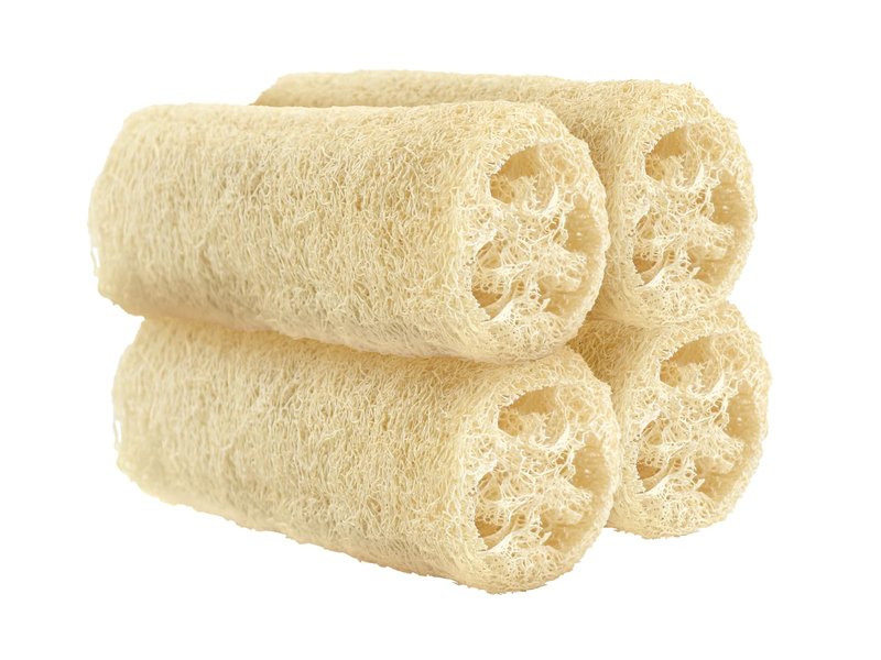 Organic Natural Loofah Sponge for Cleaning and Showering, Plant Fiber Body Bath Scrubber, 100% Plastic Free, Compostable, Set of 4
