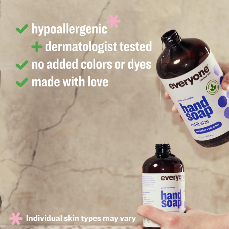 Everyone Liquid Hand Soap, 32 Ounce (Pack of 2), Lavender and Coconut, Plant-Based Cleanser with Pure Essential Oils