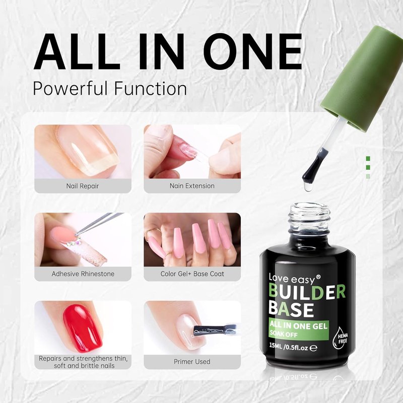 Love Easy Salon-Grade Mocha Builder Gel - Hypoallergenic Base Coat | Long-Lasting 30+ Days for Professional Nails