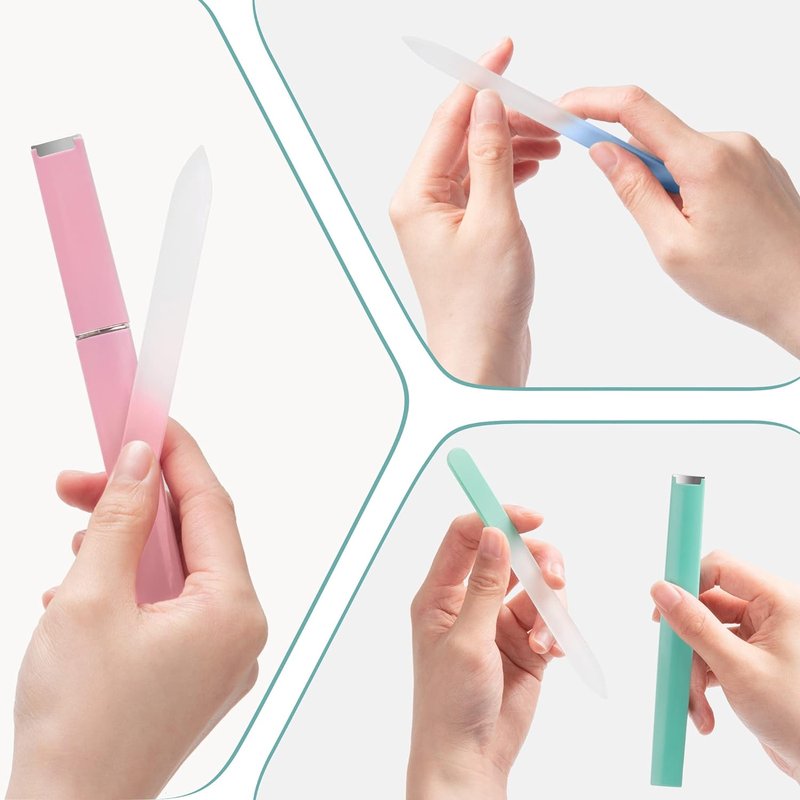 Glass Nail File Set - Professional Crystal Fingernail Files with Case | 3-Pack for Natural Nails, Perfect Christmas Gifts