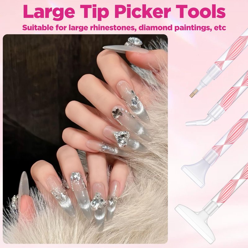 QFGasre Rhinestone Picker Tool Kit Pencil for Rhinestones with 8 Tips Bedazzling Tools for Nail Art Craft Crystals and Nail Charms Crafting Pickup Tool