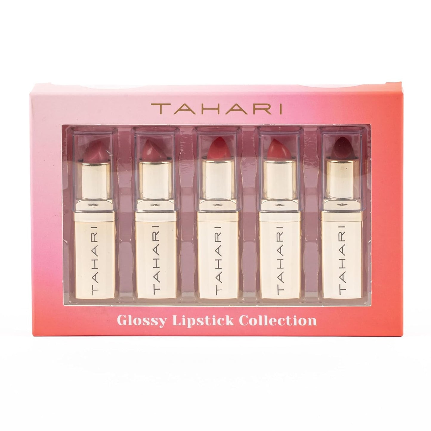 VOTUM Tahari 5pc Lipstick Set – Multi-Finish Lipsticks for Women, Matte, Cream, and Pearl, Long-Lasting Lipstick Color Gift Set (Red)