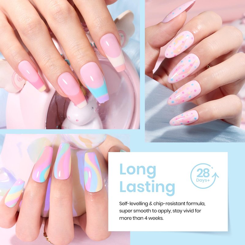 beetles Pastel Gel Polish Set - 20 Colors Spring Gel Nail Kit Dreamy Town Collection Macaroon Pink Yellow Green Blue Glitter Manicure Kit with 3Pcs Base Top Coat Uv LED Summer Gifts for Women