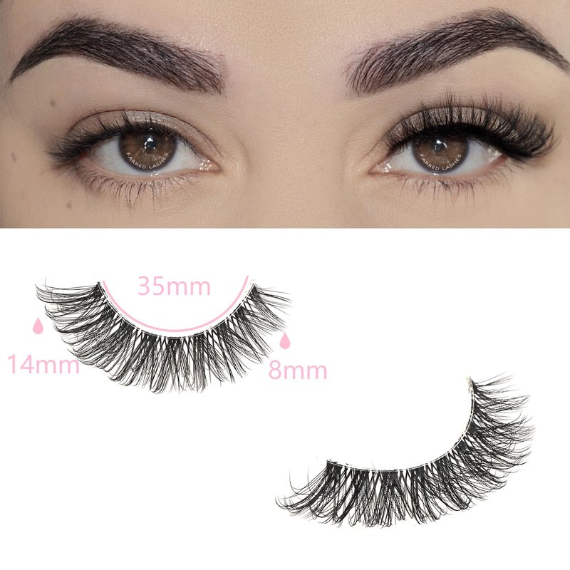 FARRED Cat Eye Lashes Natural Eyelashes Short Wispy Lash Strips Volume Cateye False Eyelash Medium Length Fake Lashes Natural Looking Hybrid Clusters Full Demi Wispies Strip Pestañas (A1 | 8-14MM)
