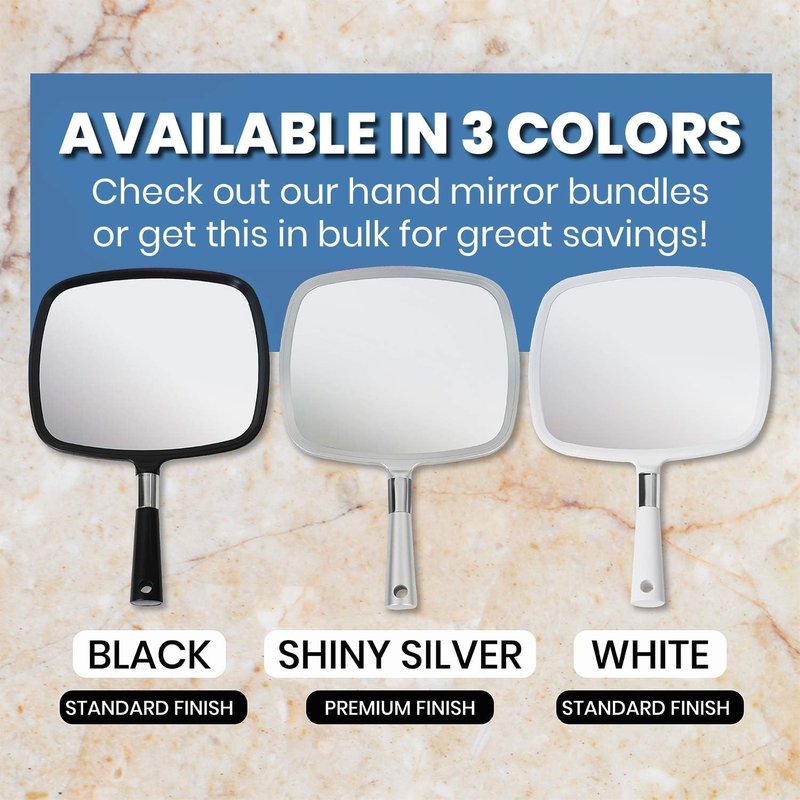 Large Hand Held Mirror - Comfy Grip Personal Barber Haircut Mirror for Men & Women | 9" x 13" - White