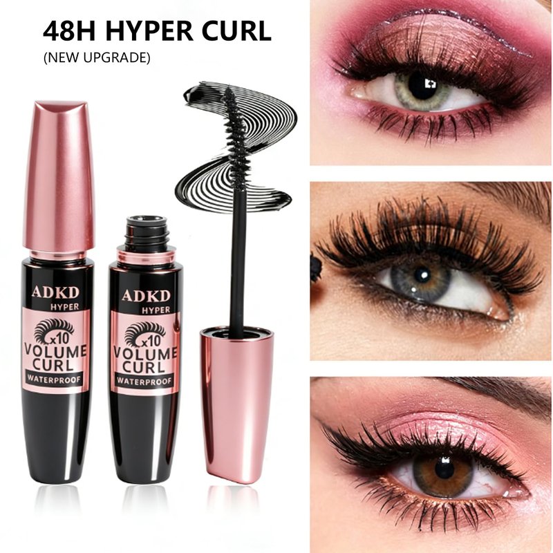 4D Silk Fiber Lash Mascara Waterproof Volume Lengthening Thick Curly Eyelash Makeup Lengthening Curling Smudge Proof Long Lasting Black Eyelash No Clumping
