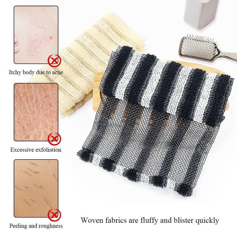 Exfoliating Shower Towels, 2 Pcs Scrub Cloth, Exfoliating Towel, Exfoliating Washcloth for Showering, Rip-Resistant Exfoliating Washcloth, Back Exfoliator Towels for Women, Men