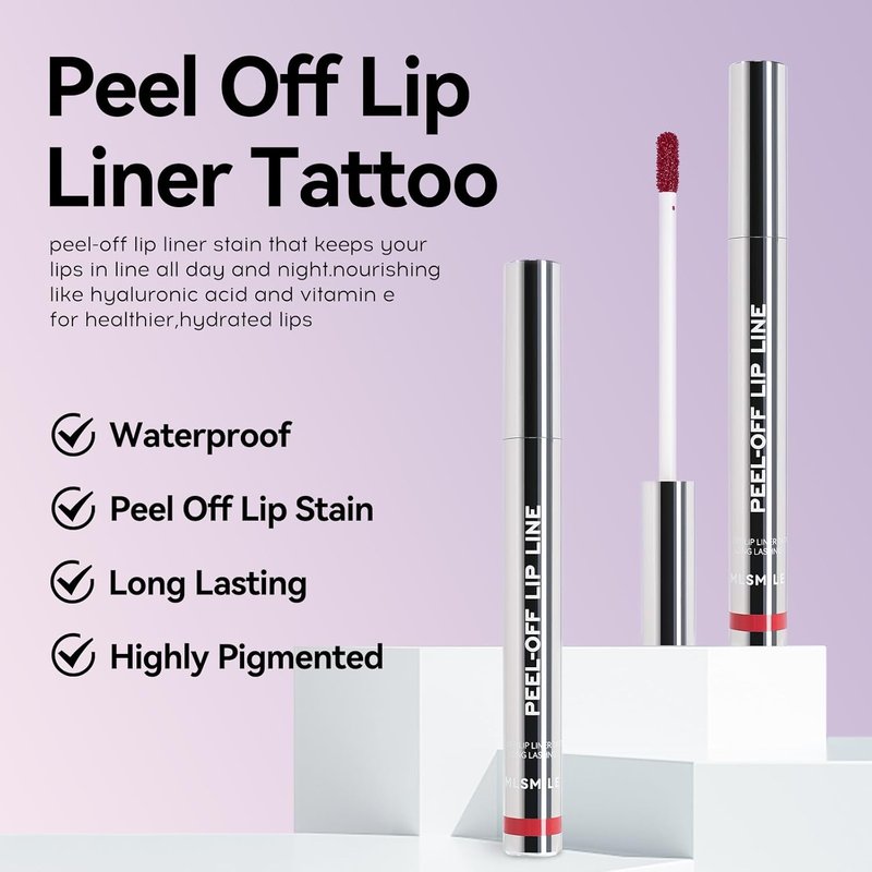 Peel Off Lip Liner Set - 4 PCS Matte Pink Lip Stain | Long-Lasting Non-Fading Formula