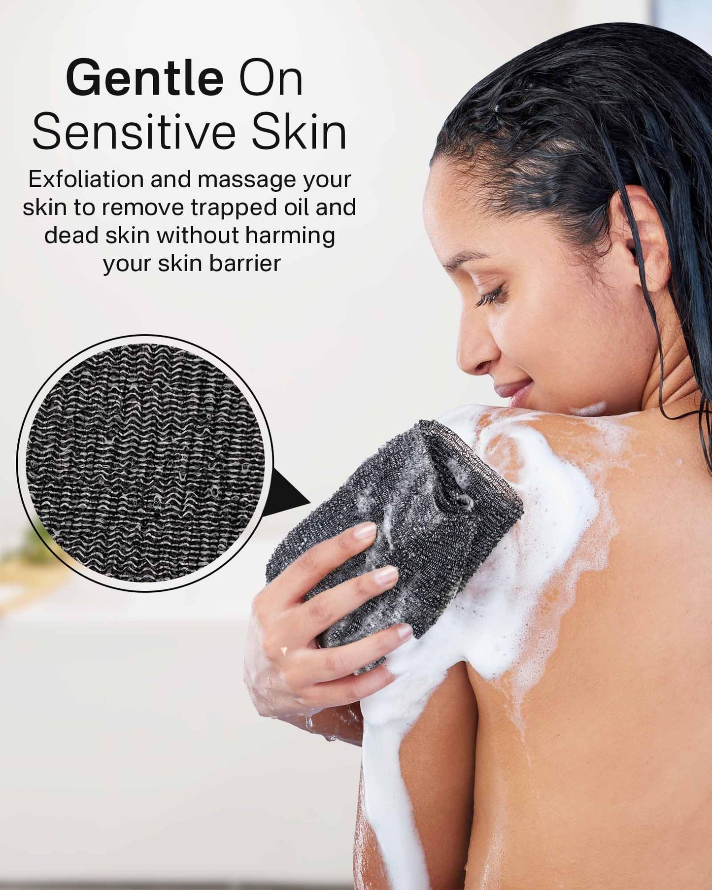 Yiclick Exfoliating Washcloth Towel, Back Scrubber for Shower for Women, Exfoliating Body Scrubber, Loofah Sponge Wash Cloth, Korean Japanese Exfoliating Shower Towel, Exfoliator Washer for Bath