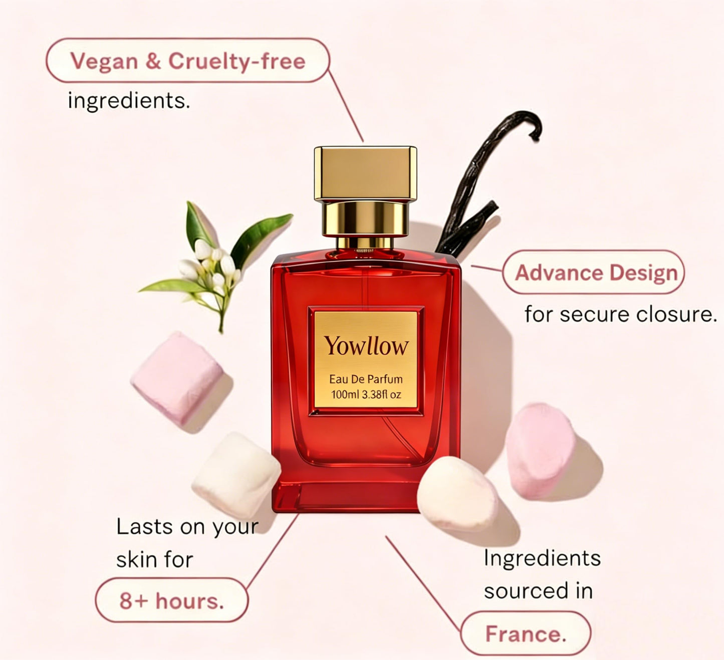 Yowllow Womens Eau de Parfum - Floral Marshmallow Inspired by byK.aya.li #81 - Long Lasting & Pure Feminine Perfume - Luxury Fragrance Spray for Ladies 3.4 Fl Oz/100ML