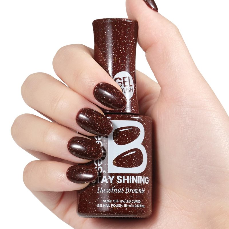 Beetles Glitter Gel Nail Polish - 15ml Stay Shining Hazelnut Brownie Gel Polish Holographic Glitter Nail Art Uv Led Home Salon Long-Lasting Soak-Off Gel Gift for Women