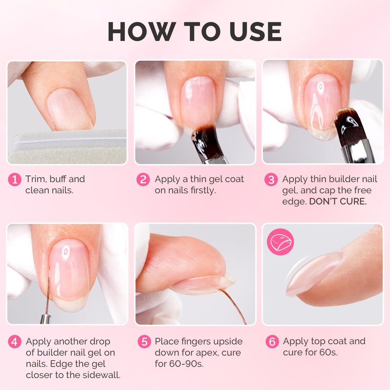 MelodySusie Clear Builder Nail Base Gel for Nails Thickening, Soak Off UV Extension Gel, Rhinestone Nail Glue in a Bottle for Nail Art Design Salon DIY Manicure at Home Gift for Women