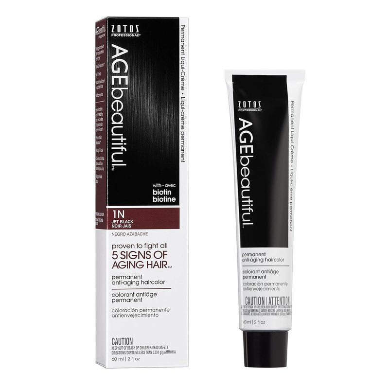 AGE Beautiful Permanent Hair Color Cream - 100% Gray Coverage Hair Dye with Anti-Aging Biotin Formula for Thicker, Fuller Hair | Professional Salon Quality