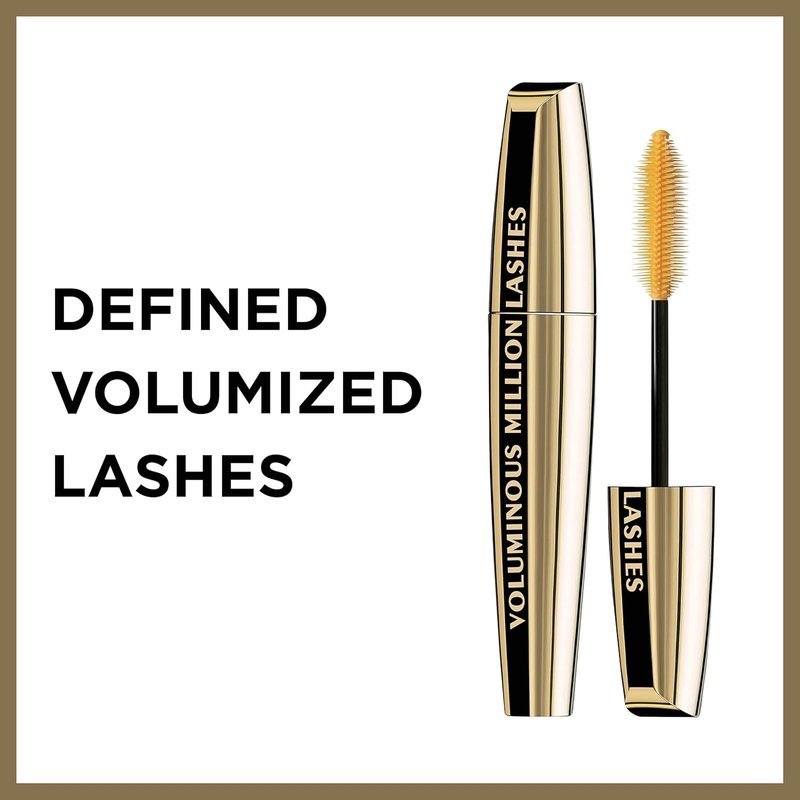 L'Oreal Paris Voluminous Million Lashes Mascara - Waterproof, Collagen Infused, Blackest Black | 0.32 Fl Oz