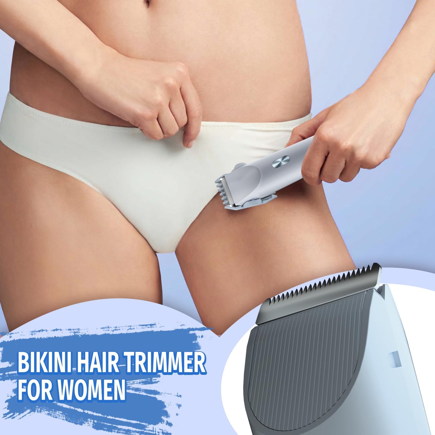 Bikini Trimmer for Women, 2 in 1 Electric Razor & Bikini Shaver for Womens IPX7 Waterproof Body Hair Trimmer and Facial Hair Remover,Blue